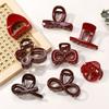 Elegant Geometric Large Ankola Red Hair Claws for Women Girls  New Year Barrettes Hairpins Hair Grab Shark Clip Accessories