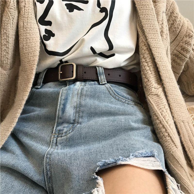 Retro Classic Womens Waist Belt In Soft Pu Leather With Square Buckle For Daily Use