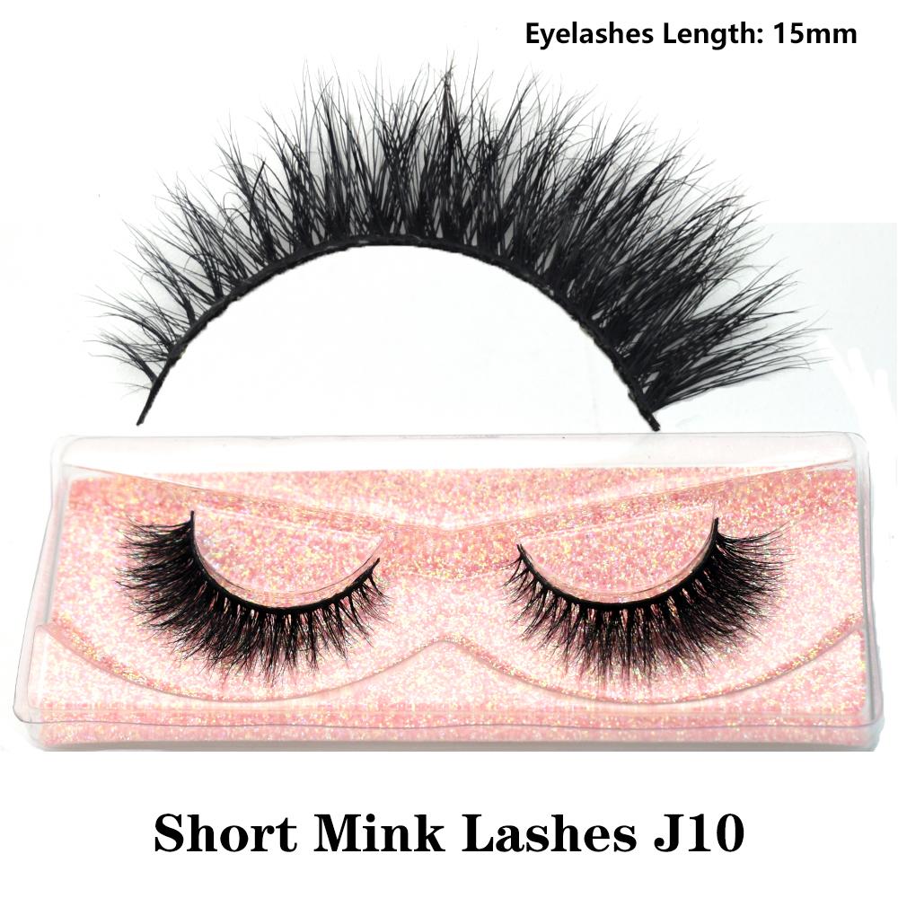 FOXESJI Real Mink Fluffy Short Eye Lashes Extension Wispy Soft Natural Short False Eyelashes Daily Wear Full Strip Lashes Makeup