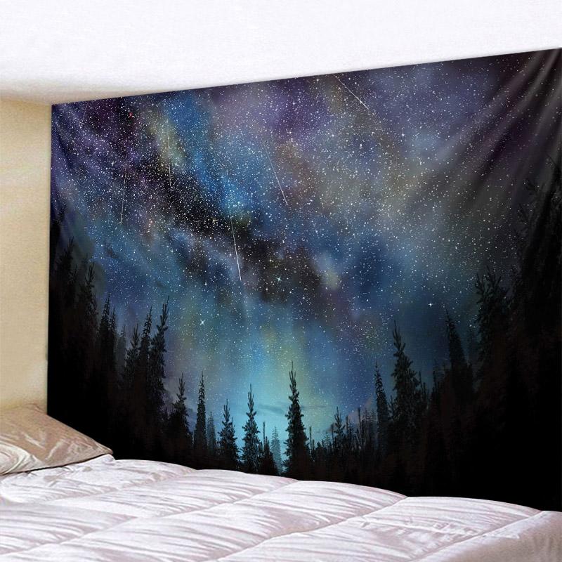 Bohemian Psychedelic Mysterious Forest Mandala Tapestry Starry Sky Wall Hanging Yoga Mat & Sleeping Pad Polyester Decorative Art