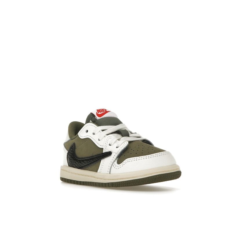 Travis Scott x Air Jordan 1 Retro Low OG SP TD Atvirkštinė alyvuogių / Vidutinė alyvuogių Kūdikių sportbačiai Žali Juodi Buriniai DO5441-200
