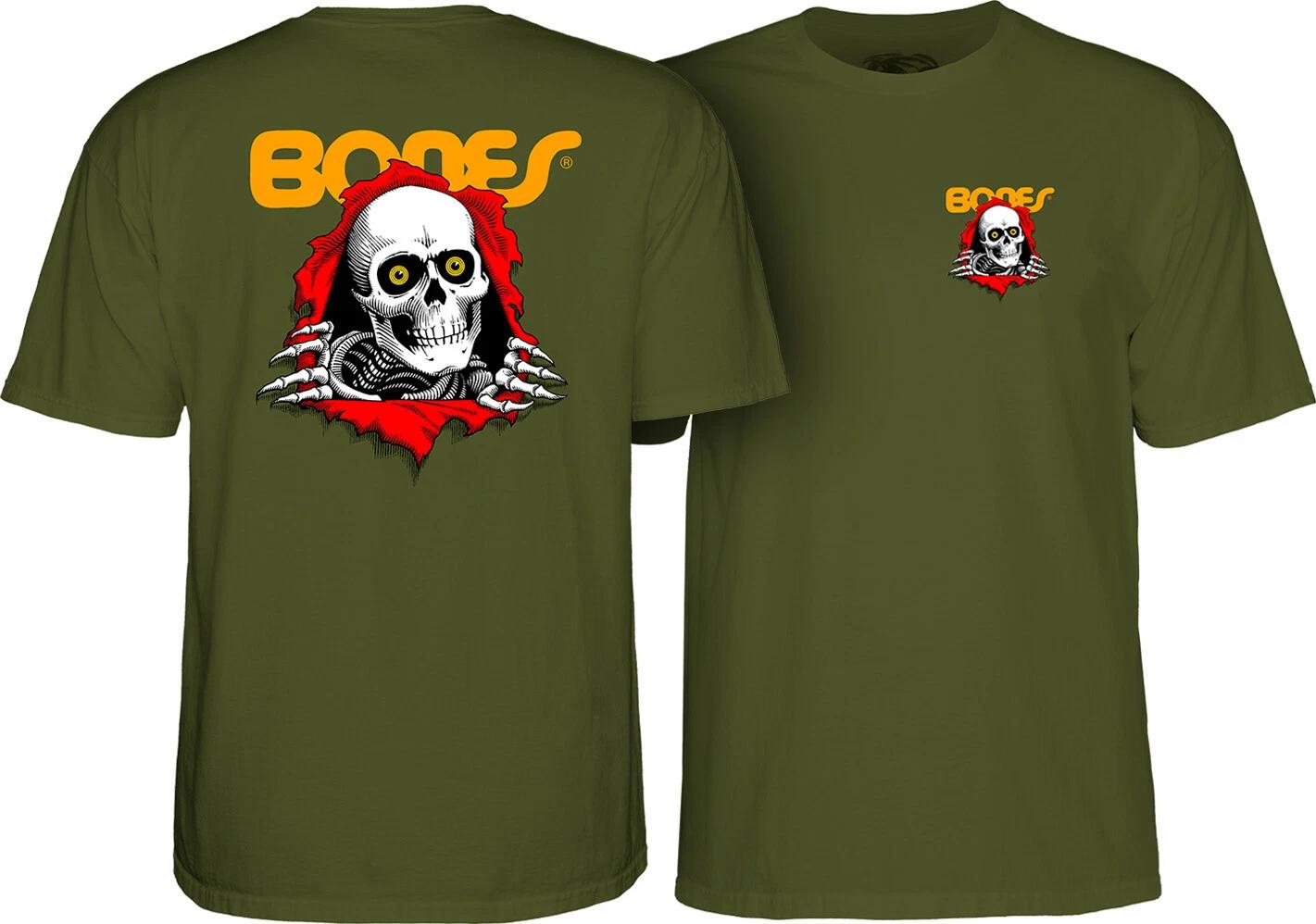 Powell Peralta BONES RIPPER Skateboard T Shirt MILITARY GREEN XXXL