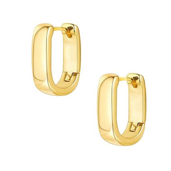 1 Pair Women Earrings, Hypoallergenic U-Shaped Hoop Earrings, Smooth Polished Surface Copper Earrings for Jewelry Gift