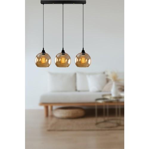 

Micro Special Design Modern Sport Honey Color Glass Row 3 Black Chandelier