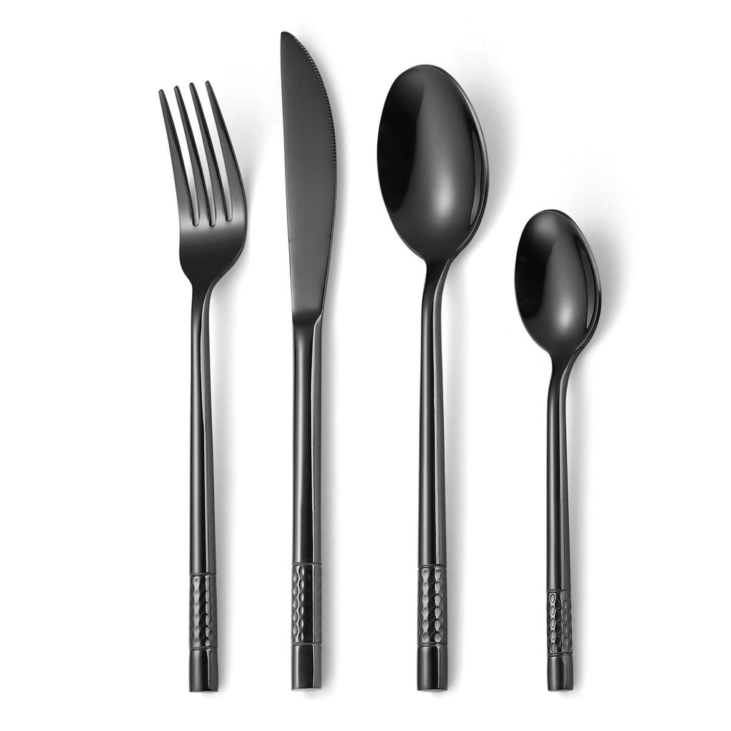 430 Stal nierdzewna pogrubiona młotkowa okrągła rączka Zestaw 4 szt. zastawy stołowej Western Food Steak Knife Widelec Łyżka YSH-5-4PS