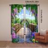 Bunte Blumen blühen Vorhang Holzbrücke Blumengarten Wohnzimmer Schlafzimmer Viele andere Anlässe Vorhänge Set von 2 Hergestellt Polyester Sitzdekor