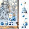 Decorative Film for Windows Christmas Tree/Santa Claus Window Clings, Blue PVC Waterproof Static Glass Stickers, Winter Theme Party Supplies