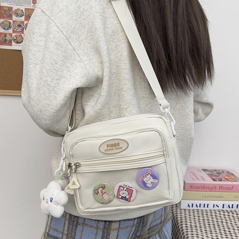 Small Square Bag Popular Pain Bag Women's Bag 2025 New Shoulder Bag Korean Version Sweet Contrasting Color Messenger Bag Nylon Cloth