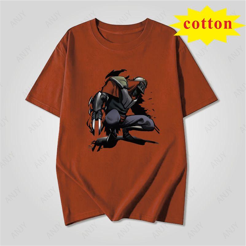 Light And Dark Twin Knights Anime Print Short Sleeve Tshirt Golden Shield Warrior Dark Assassin Gaming Character Unisex Top