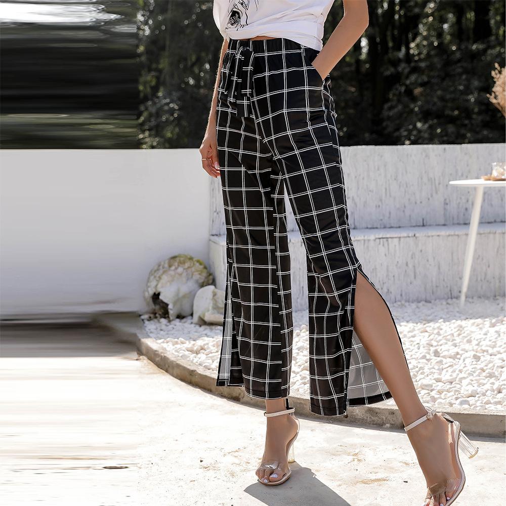 Split Elastic Waist Pants Zipper Bow 