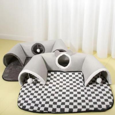 Cuccia Lavabile per Gatti a Forma di U Tunnel Rimovibile Casa per Animali Domestici Nascondiglio per Gattini Pod per Dormire Tubo da Gioco Giocattolo Interattivo per Gatti da Interno