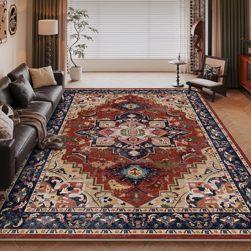 Ethnic Style Living Room Decoration Large Carpet Vintage Bohemian Style Rug Sofa Bedroom Bedside Non Slip Foot Pad