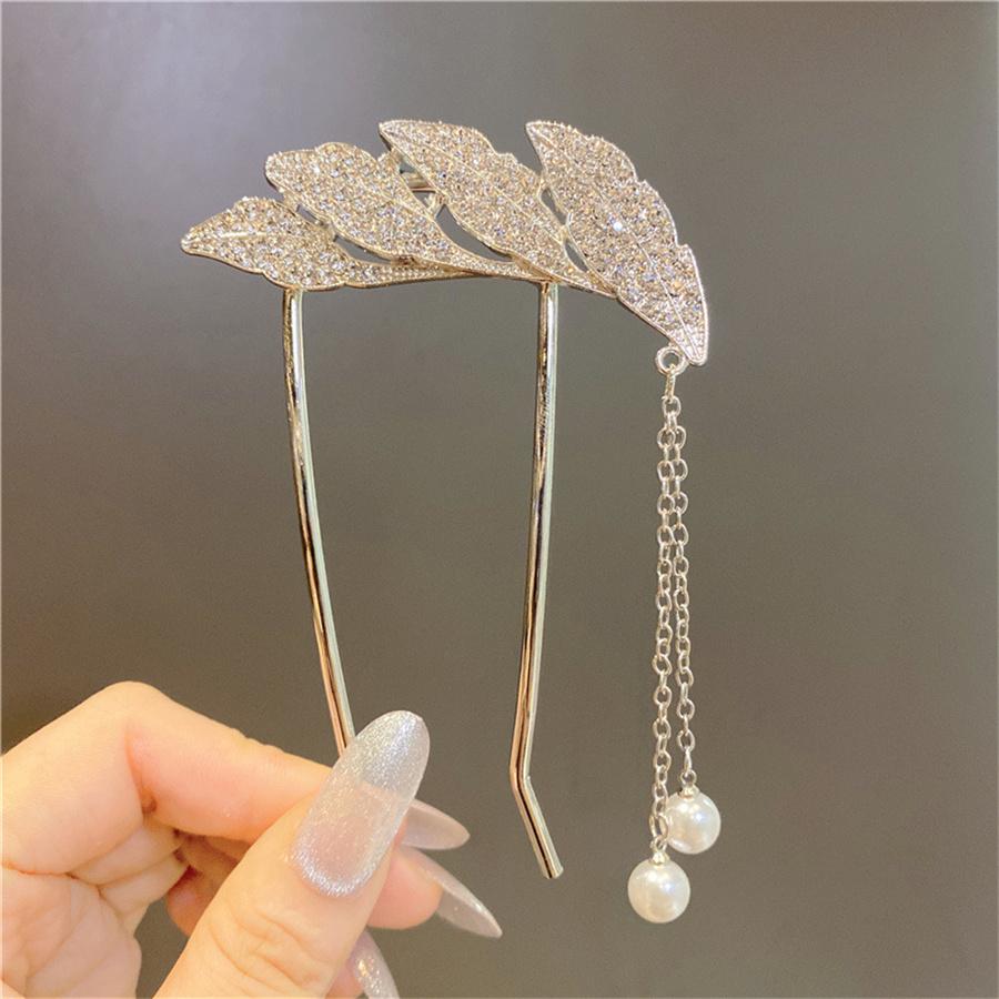 Elegance Women Bowknot U Shape Rhinestone Hairpins Metal Hair Sticks Hairclip Bridal Wedding Banquet Hair Accessories Headwear