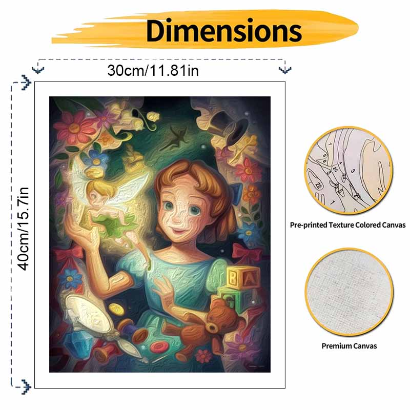 Disney DIY Oil Painting Art Painting Kit Peter Pan Tinker Bell Home Wall Decor Handmade Gift Art Crafts Canvas Wall Painting Decor