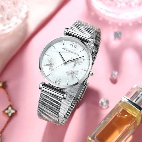 RORIOS Women's Watch, Water Resistant, Dragonfly Pattern, Japanese Quartz Movement, Diamond Decoration, Sparkling, Cute, Business, Casual, Simple, Com