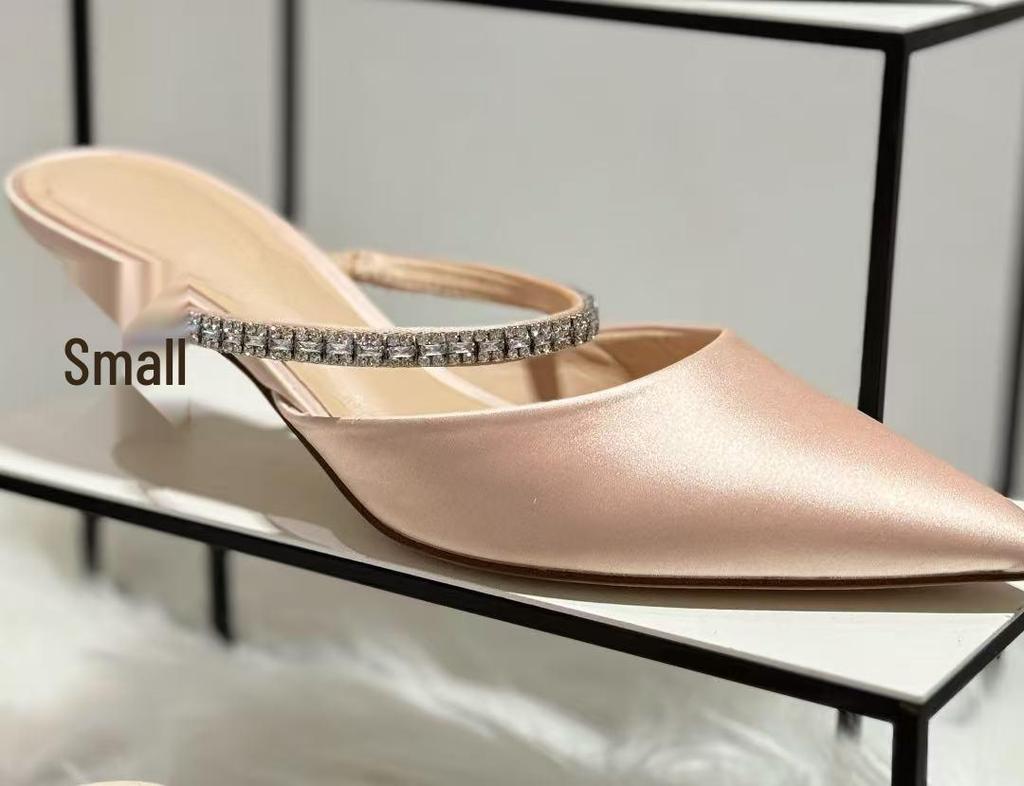 CHENGMAIZU25 Summer Rhinestone Pointed-Toe Stiletto Mules - Women's Closed-Toe Sandals