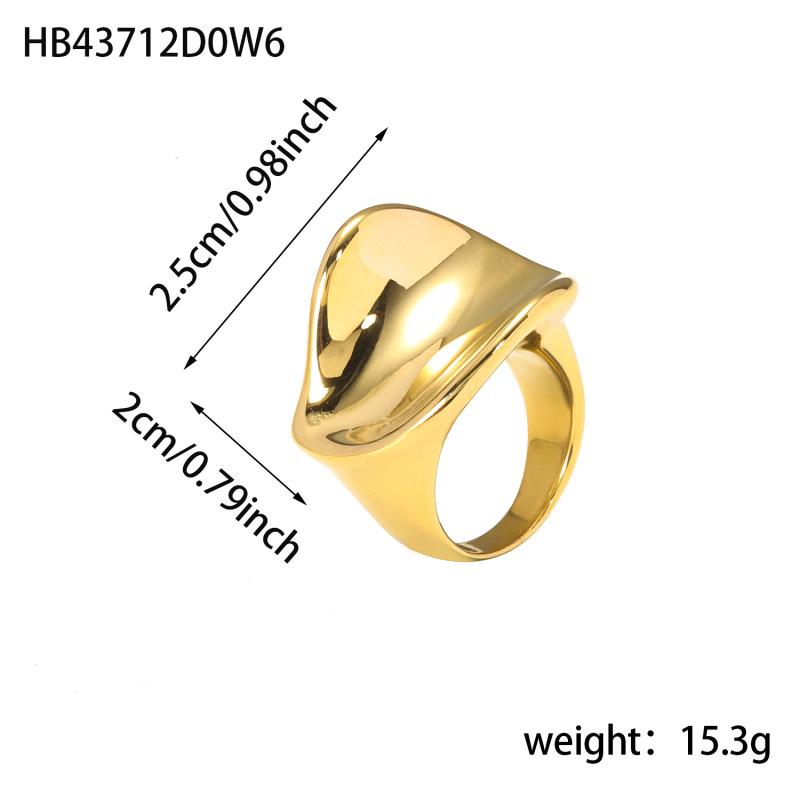 INSSGG Titanium Steel Irregular Curved Ring - European & American Style, High-End Niche Design with Smooth Surface.