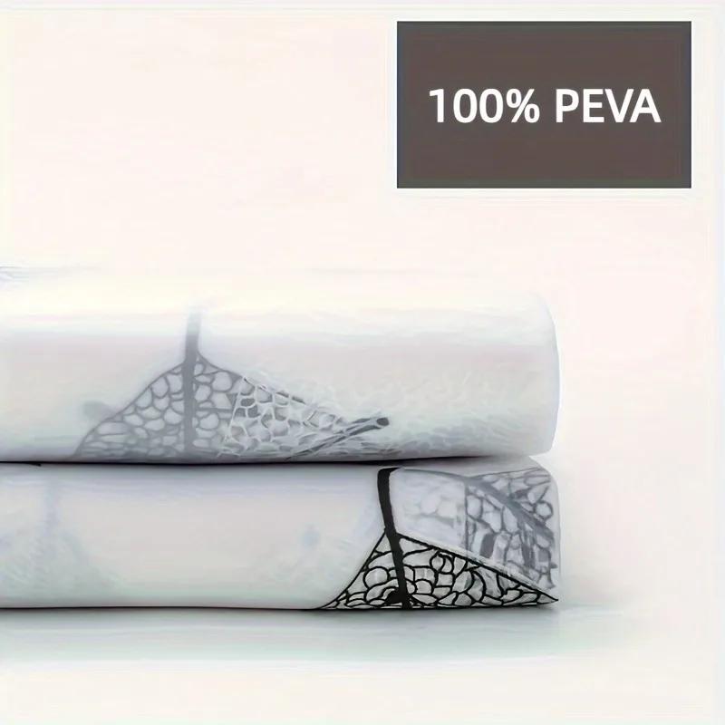 180X180Cm Waterproof  Peva Shower Curtain Leaf Pattern Bath Curtain With Hooks Home Bathroom Decor