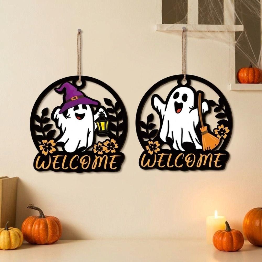 Hollow Out Halloween Ghost Door Hanger Cartoon Ghost Hanging Plaque Living Room