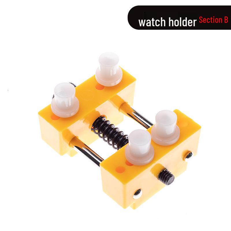 Multi-Style Watch Repair Kit: Case Opener, Stabilizing Holder & Face Fixing Tool.