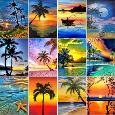 New 5D DIY Diamond Painting Full Round Drill Scenery Cross Stitch Sea View Diamond Embroidery Crafts Home Decor Art Gift