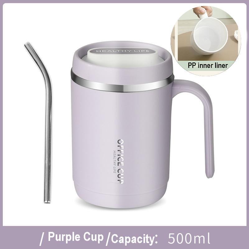 1/3PC PP Liner 500ml Coffee Cup Mug With Lid Portable Drinking Cup Milk Coffee Straw Cup Gift for Kitchen Leak-Proof Drinkware
