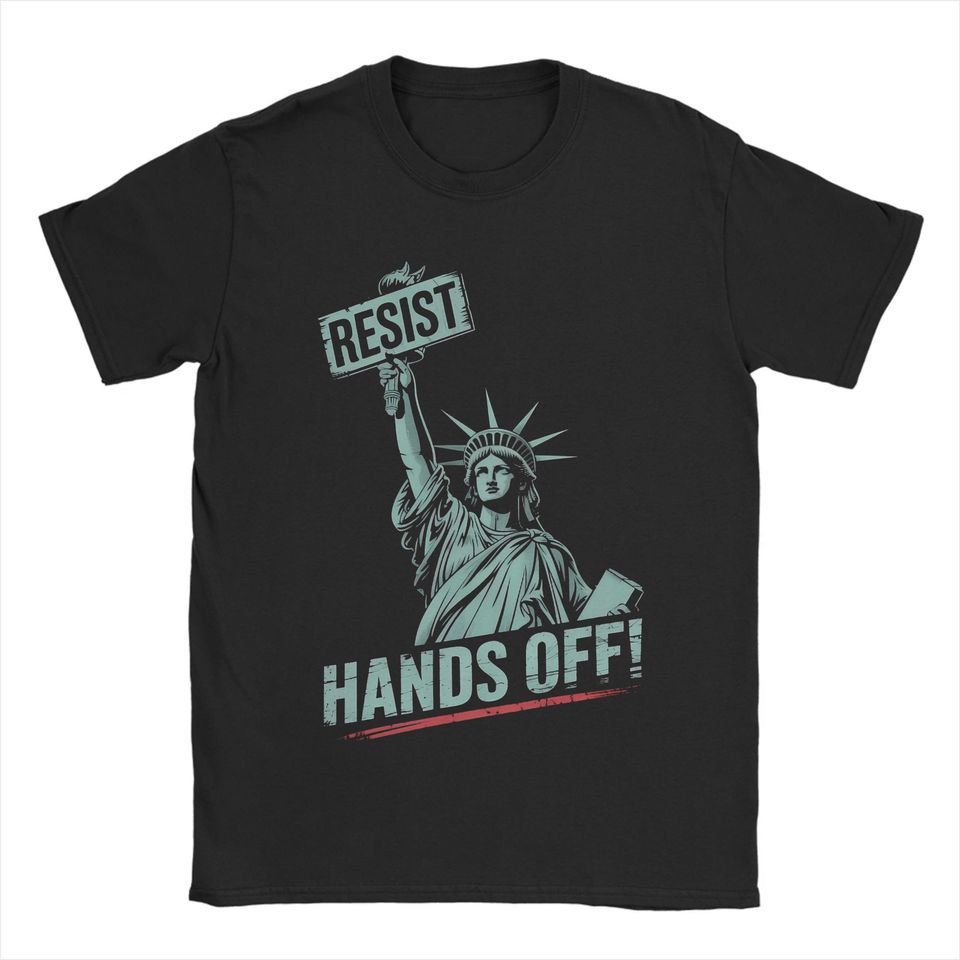 

Hands Off Protest Anti Fascist T-Shirt Women Unisex Cool Cotton Tee 4XL чёрный