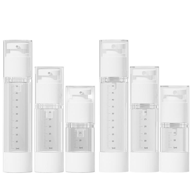 Portable Cosmetic Refill Bottles: 15ml, 30ml, 50ml Vacuum Press with Scale for Lotion and Spray