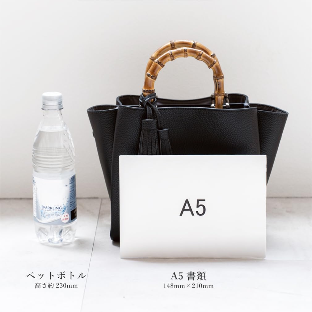 VITAFELICE Women's Bamboo Handle 2-Way Mini Bag (inb-90032p) (Black)