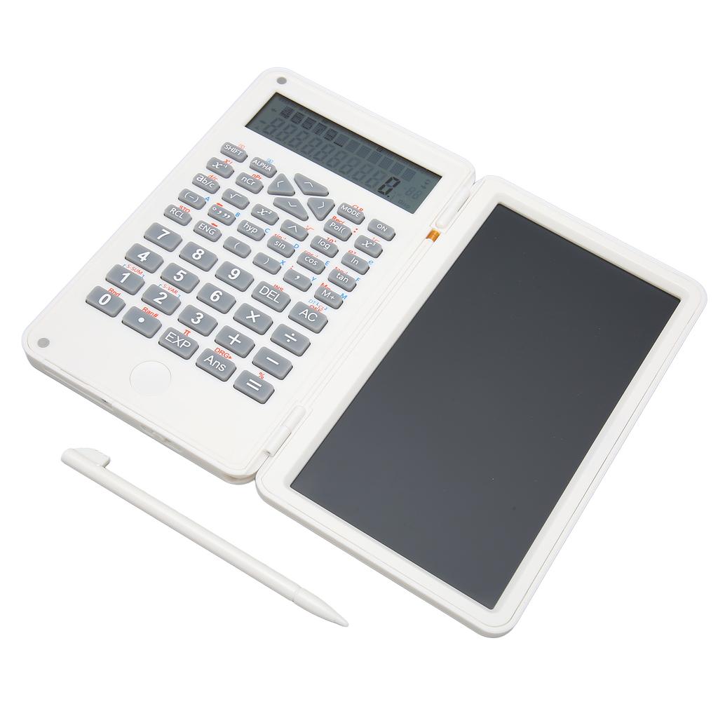 Calculator with Notepad Portable 10 Digits LCD Display Scientific Calculator for School Office Meetings and Family White