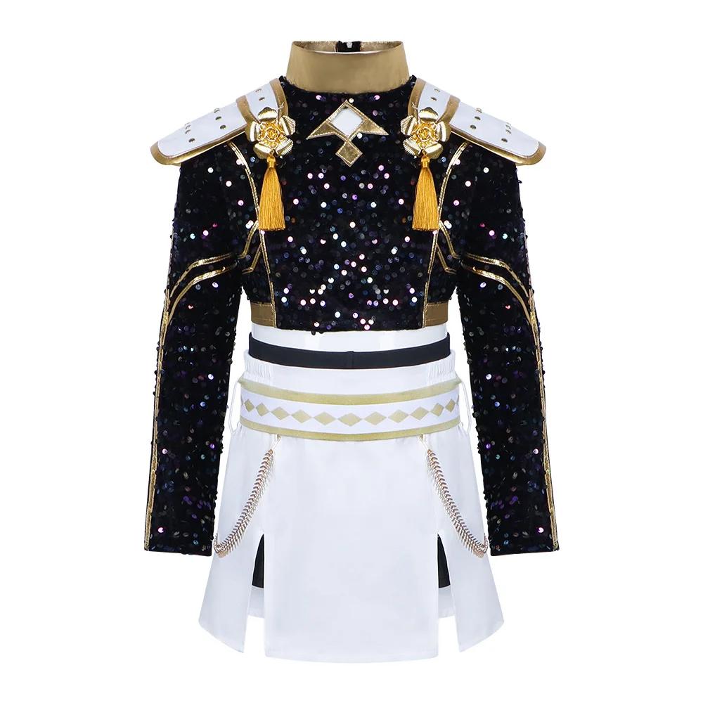 Adult Kids Halloween Rumi Cosplay Costume Black Gold Stage Costume Kpop Demon Hunters Uniform Performance Party Zoey Mira Sets