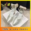 French Pointed Bow Thick Heel One-word Buckle Strap Single Shoes Women's Fashion Waterproof Table High Heels Women Are Not Tired of Feet 2025