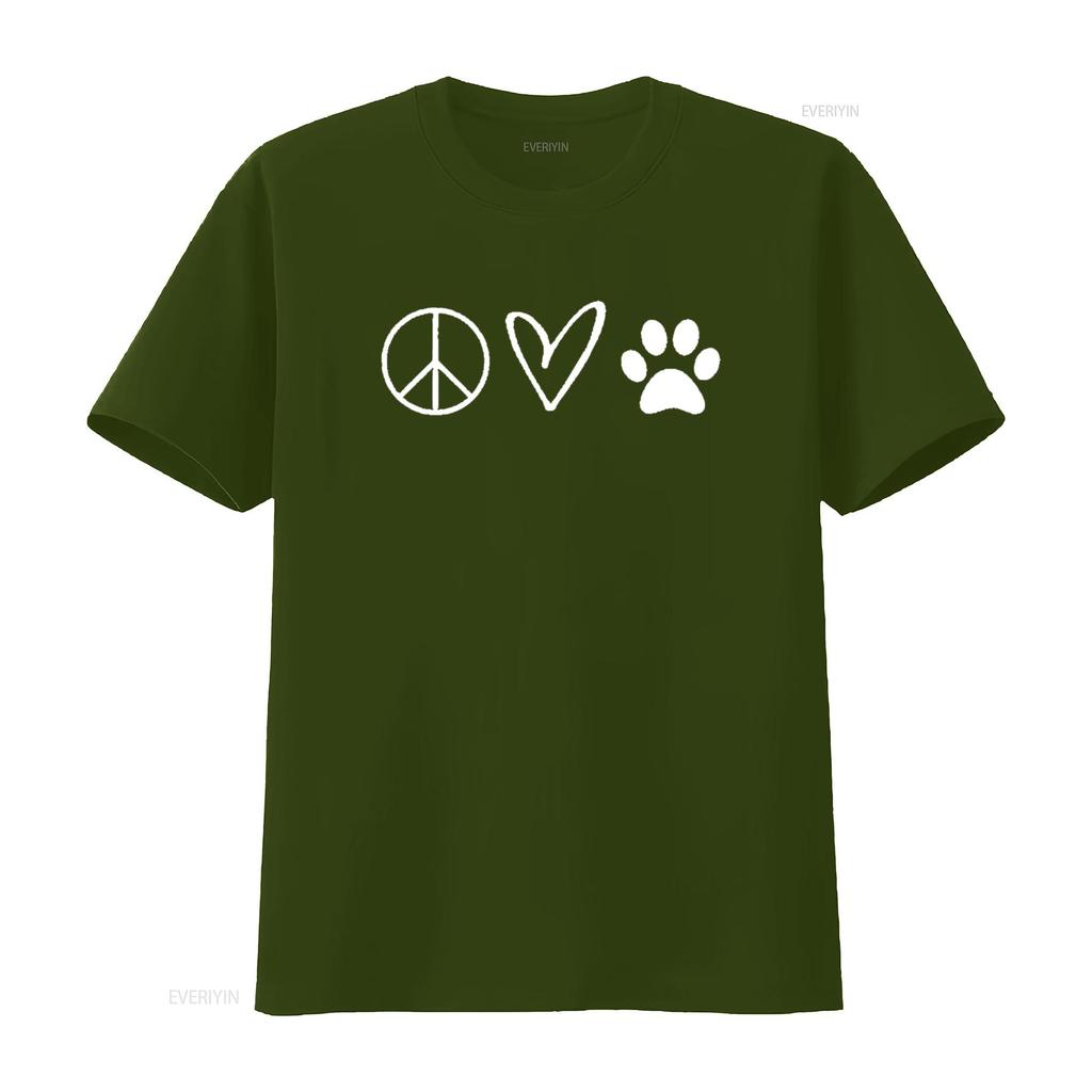 Funny Peace Sign Heart Paw Print Womens T Shirt Sarcastic Joke Black Vintage Washed Casual Versatile Stylish Streetwear