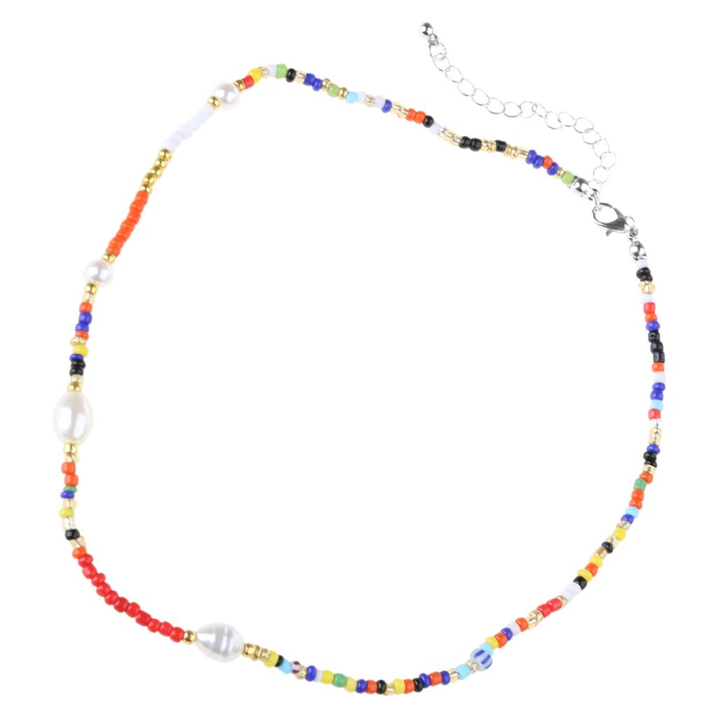 Collier à Longueur Ajustable Collier de Perles Colorées Collier Déclaration Collier de Perles Bijou de Cou Élégant pour le Quotidien