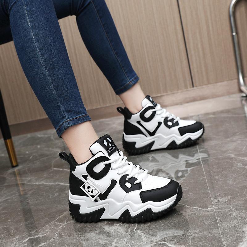 Jc9902 Height Increasing Insole Panda Pattern Dad Shoes Korean Style Sneaker  New Color Matching Autumn and Winter Casual Shoes Female