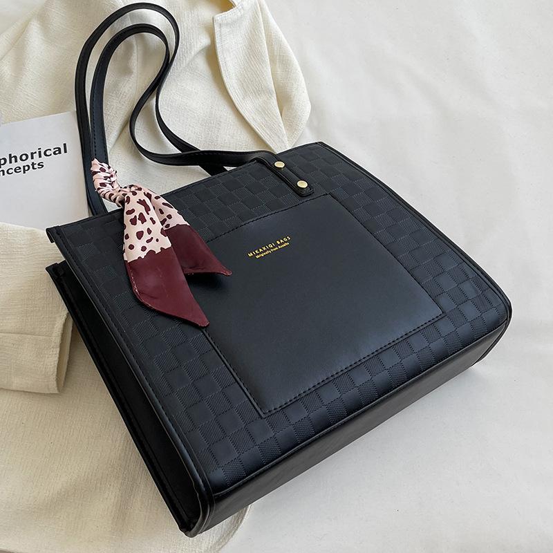 

Большая сумка женская сумка Интернет-знаменитость взрывная сумка-тоут женская большая вместимость рабочая сумка для поездок текстурная сумка на плечо чёрный