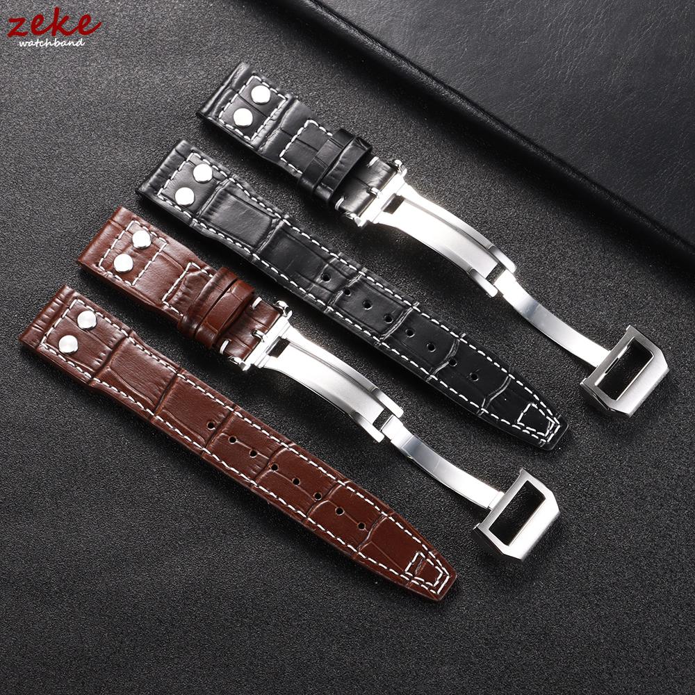 Echtes Leder Uhrenarmband 20mm 21mm 22mm für IWC Pilot Business Rindsleder Armband Faltschließe Armband Herren Damen Uhrenarmband