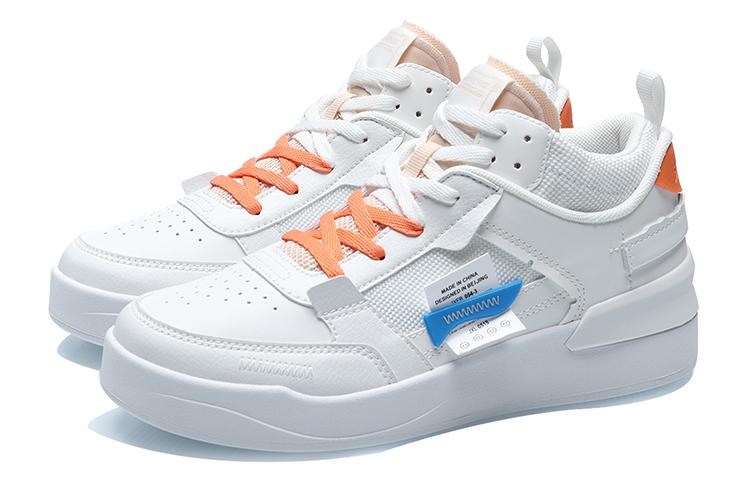 Li Ning CF New Sequence Mid Top Skateboard Shoes Women's White Orange Blue AGCR112-4