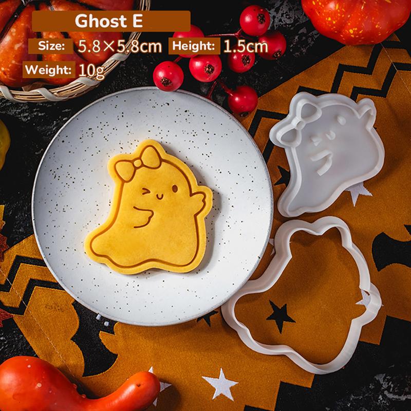 Halloween Themed Cookie Cutter 3D Plastic Adorable Ghost Biscuit Mold Fondant Stamp DIY Cake Decoration Baking Mould