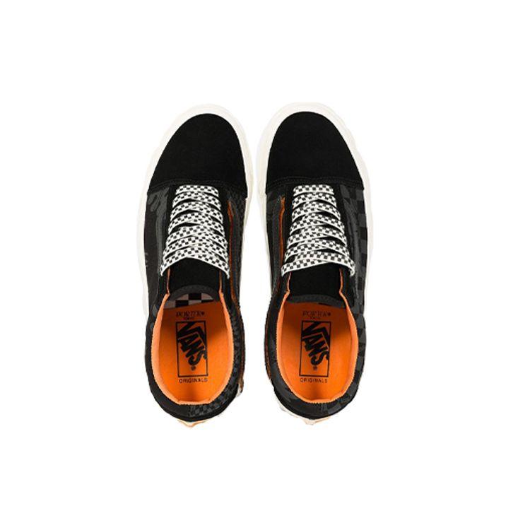 Porter-Yoshida & Co. X Vans OG Old Skool LX Floral Checkerboard - Black Unisex Sneakers Orange VN0A4P3XXG5