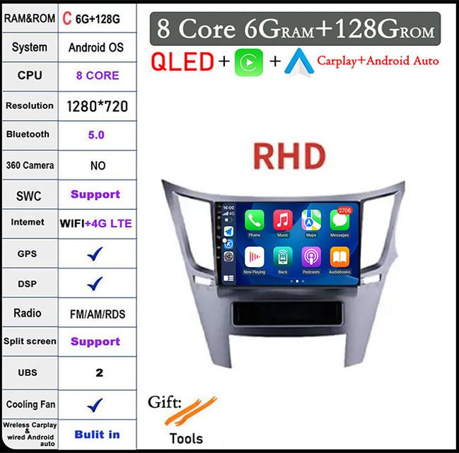 9'' Android 14 For Subaru Outback 4 Legacy 5 2009-2014 RHD Car Radio GPS Screen Navigation Radio Player Multimedia Video Stereo