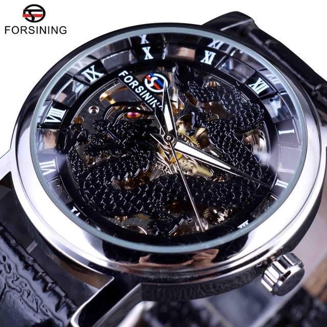 Forsining New Top Men's Watch Casual Skeleton Mechanical Watch Fashion Trend Dragon Men's Watch