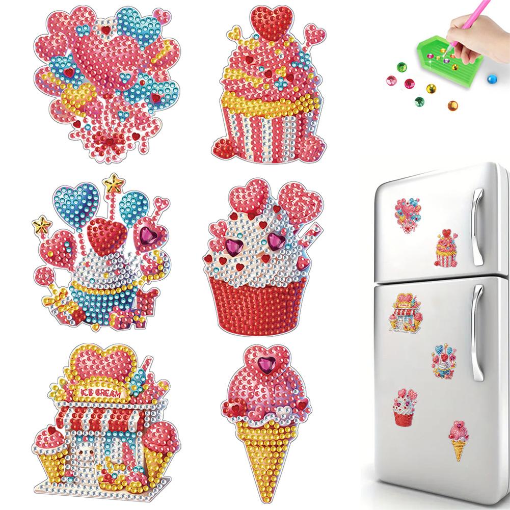 6Pcs Gnome Diamond Art Magnets Decals Diamond Painting Refrigerator Magnet Diamond Painting Fridge Magnet for Fridge Whiteboards