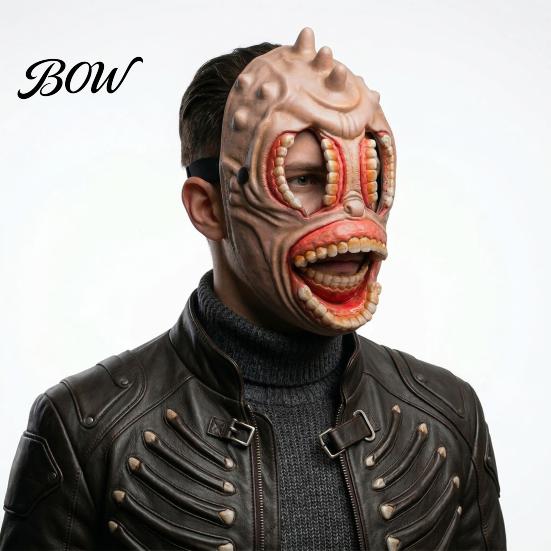 Realistic Grimace Mask Halloween Horror Mask, with Hollow Fangs, Lightweight Breathable Creepy Fangs PU Foam for Party Cosplay Costume Props
