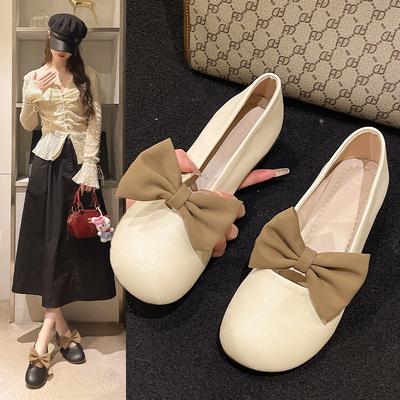 Sweet Bow Single Shoes Women's Spring New Low-heeled Women's Shoes Gentle Temperament Mary Jane Doudou Shoes