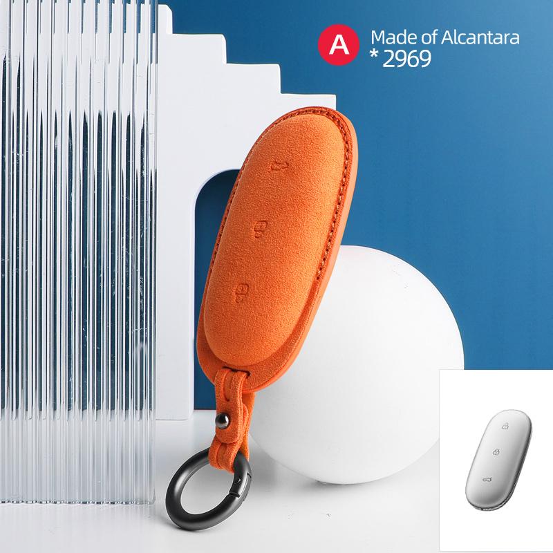 3 Buttons Car Remote Key Case Cover for LEADING IDEAL for LiXiang L9 L8 L7 Suede Car Key Shell Fob Protector Bag