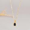 Trendy L182 Blue-Green-Purple Gemstone Necklace for Women - 18K Gold-Plated Stainless Steel Hip Hop Clavicle Chain