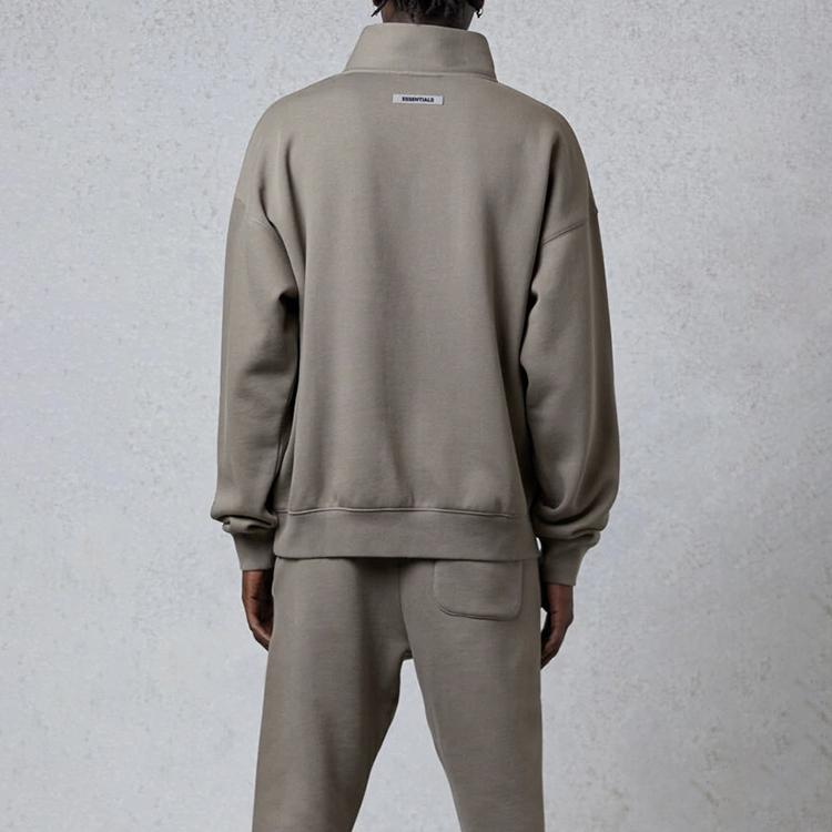 Fear of God Essentials Felpa Unisex con Mezza Zip FW20 Grigio Tortora FOG-FW20-209