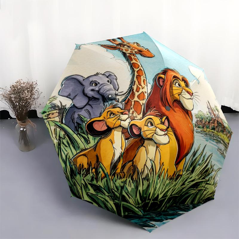 Animals In the Grass Pattern, Automatic Folding Umbrella, Portable and Foldable Design, 8 Ribs, a Christmas or Birthday Gift.
