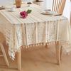 American Retro Style Tablecloth Premium Rectangular Tassel Table Mat Photo Background Cloth Knitted Hollow Atmosphere Dustproof Decorative Fabric
